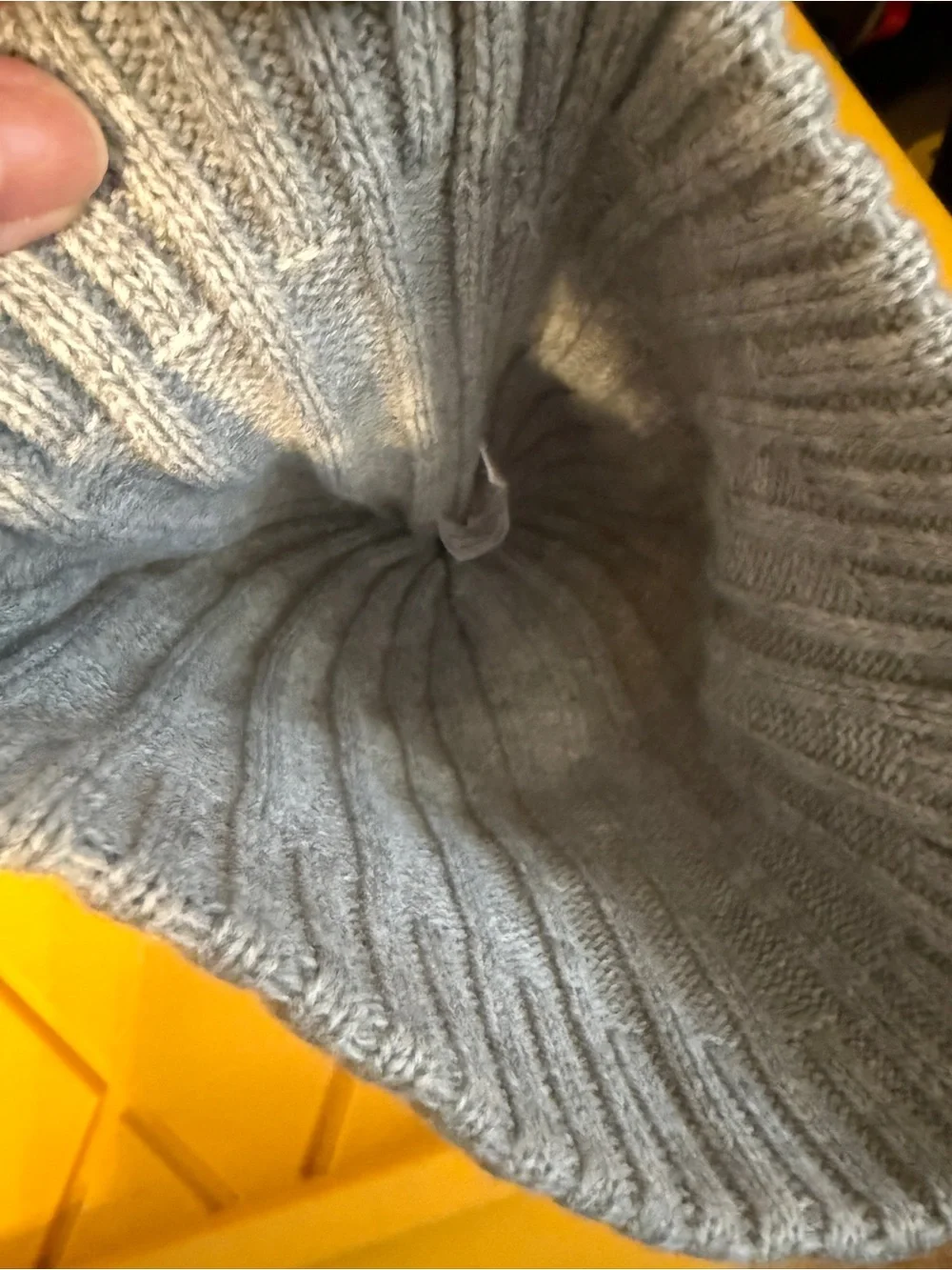 Michael Kors Light Gray Ribbed Pom Beanie with Logo Medallion
